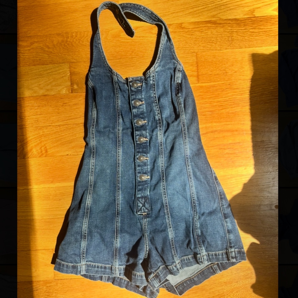American Eagle Outfitters Blue Denim Romper
